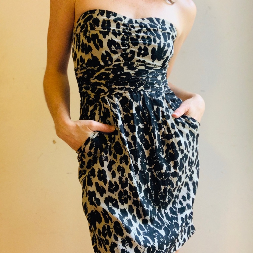 Leopard Print Strapless Dress